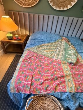 Kantha Quilts 85X55 INCHES SIZE 100% COTTON WORK STICHED MADE IN INDIA